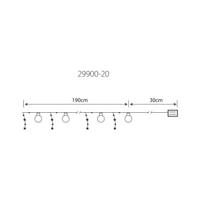 Globo 29900-20 - LED Dekorační řetěz 20xLED/0,03W/2xAA