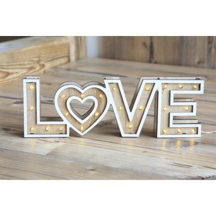 Globo 29976 - LED stolní lampa LOVE 24xLED/0,06W/3xAA dřevo