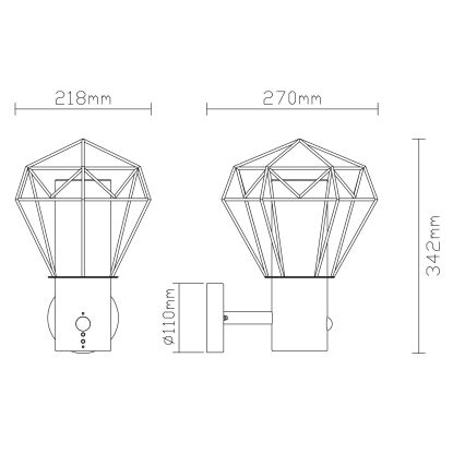 Globo - Venkovní nástěnné svítidlo se senzorem 1xE27/15W/230V IP44