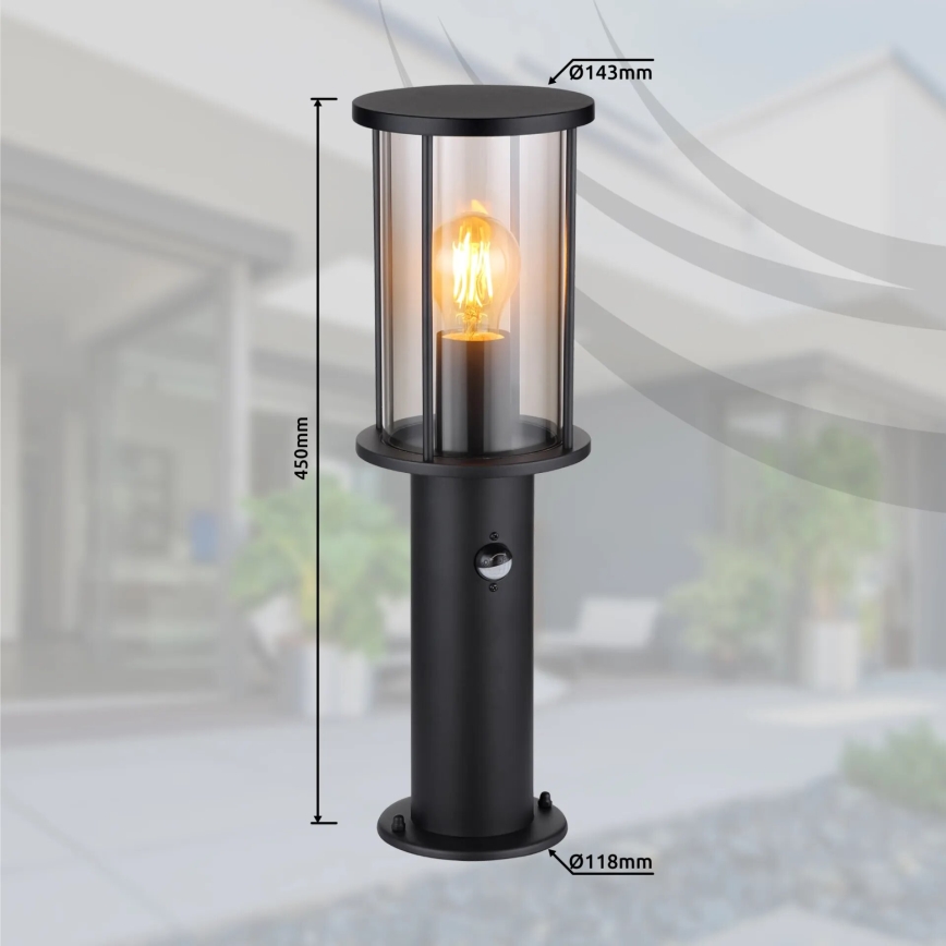 Globo - Venkovní lampa se senzorem 1xE27/60W/230V IP54 45cm