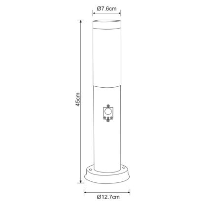 Globo - Venkovní lampa se senzorem 1xE27/60W/230V 45 cm IP44