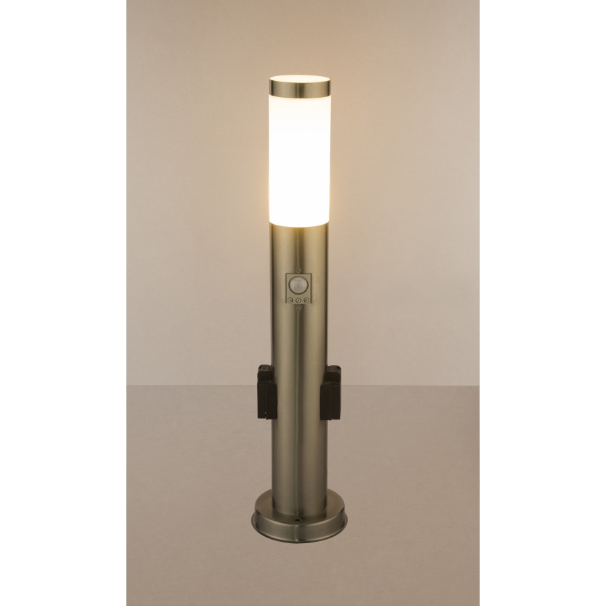 Globo - LED Venkovní lampa se senzorem a 2 zásuvkami LED/9W/230V 60 cm SCHUKO IP44
