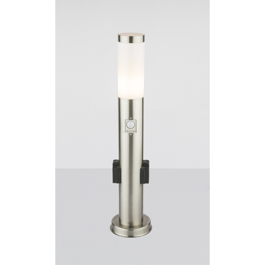 Globo - LED Venkovní lampa se senzorem a 2 zásuvkami LED/9W/230V 60 cm SCHUKO IP44
