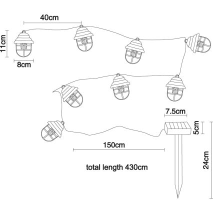 Globo - LED Solární dekorativní svítidlo 8xLED/3,2V IP44 200 mAh