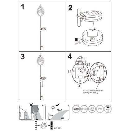 Globo - LED Solární svítidlo LED/0,06W/3,2V 300mAh IP44