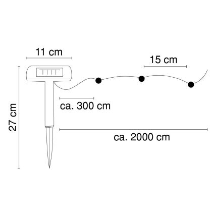 Globo - LED Solární řetěz 20 m 120xLED/2,4V 2xAAA IP44 600 mAh