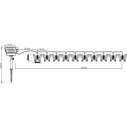 Globo - LED RGB Dekorační řetěz 10xLED/0,06W/3,2V 470 cm IP44