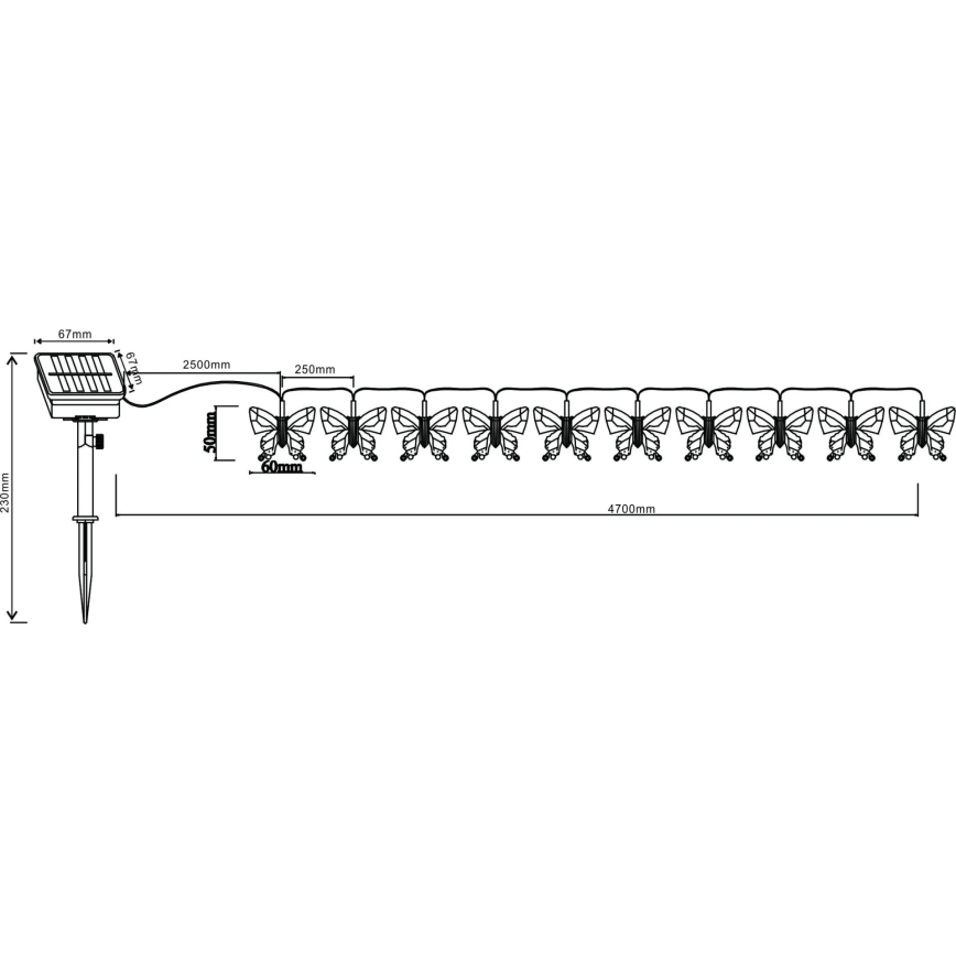 Globo - LED RGB Dekorační řetěz 10xLED/0,06W/3,2V 470 cm IP44