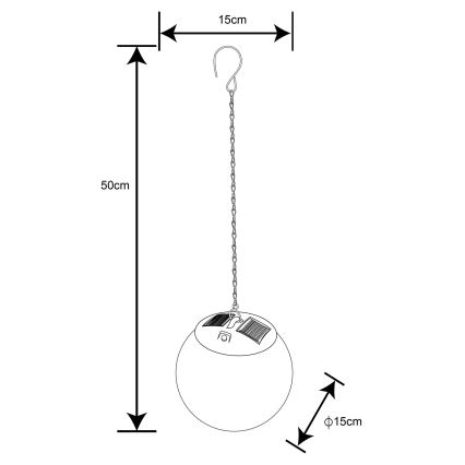 Globo - LED Solární lustr na řetězu 20xLED/0,06W/1,2V pr. 15 cm IP44 600 mAh