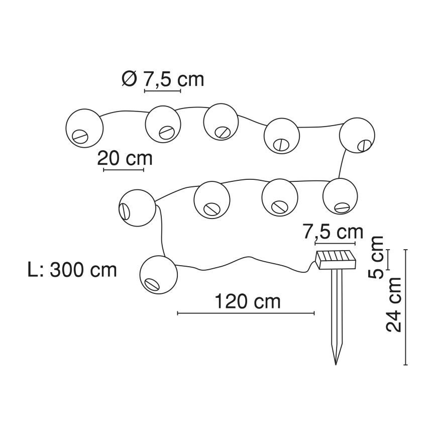 Globo - LED Solární řetěz 10xLED/0,06W/1,2V IP44