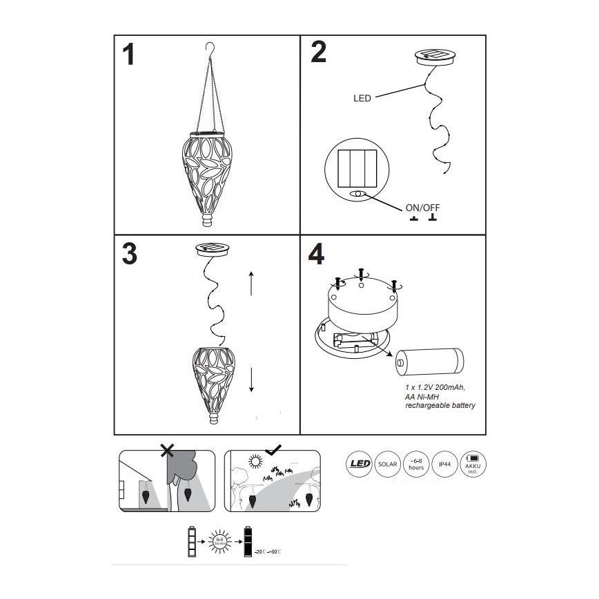 Globo - LED Solární svítidlo LED/0,9W/3,2V IP44 žlutá
