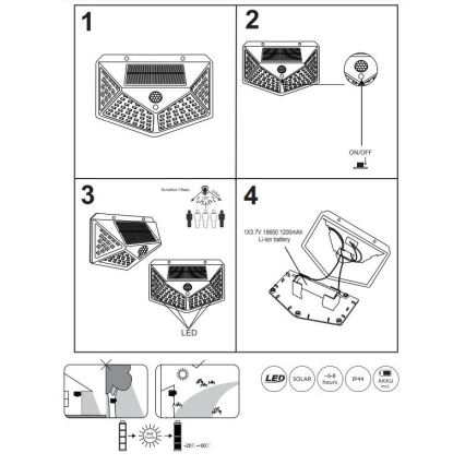 Globo - LED Solární svítidlo se senzorem LED/10W/3V 6000K IP44