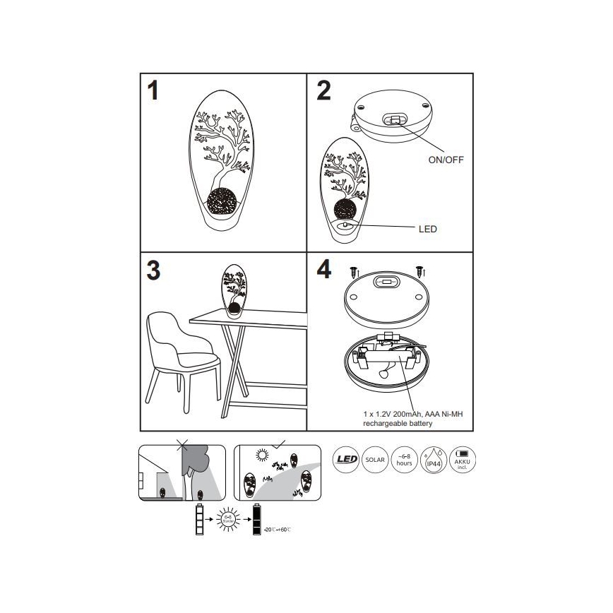 Globo - LED Solární svítidlo LED/0,06W/3,2V IP44 200 mAh strom