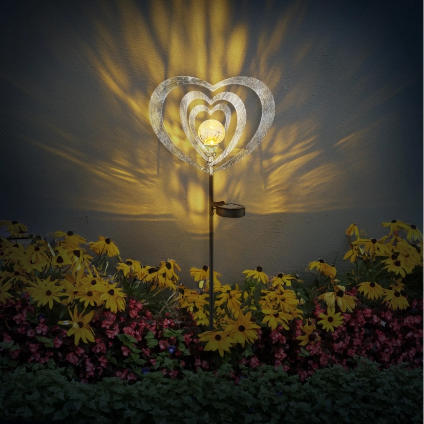Globo - LED Solární svítidlo LED/3V IP44 300 mAh stříbrné srdce