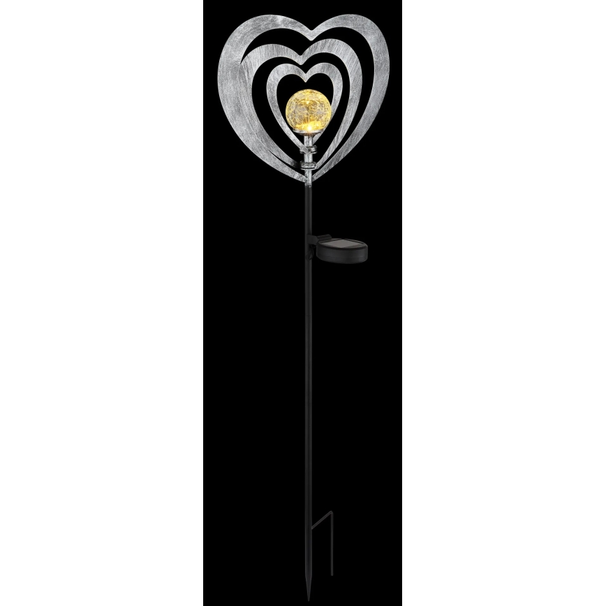 Globo - LED Solární svítidlo LED/3V IP44 300 mAh stříbrné srdce