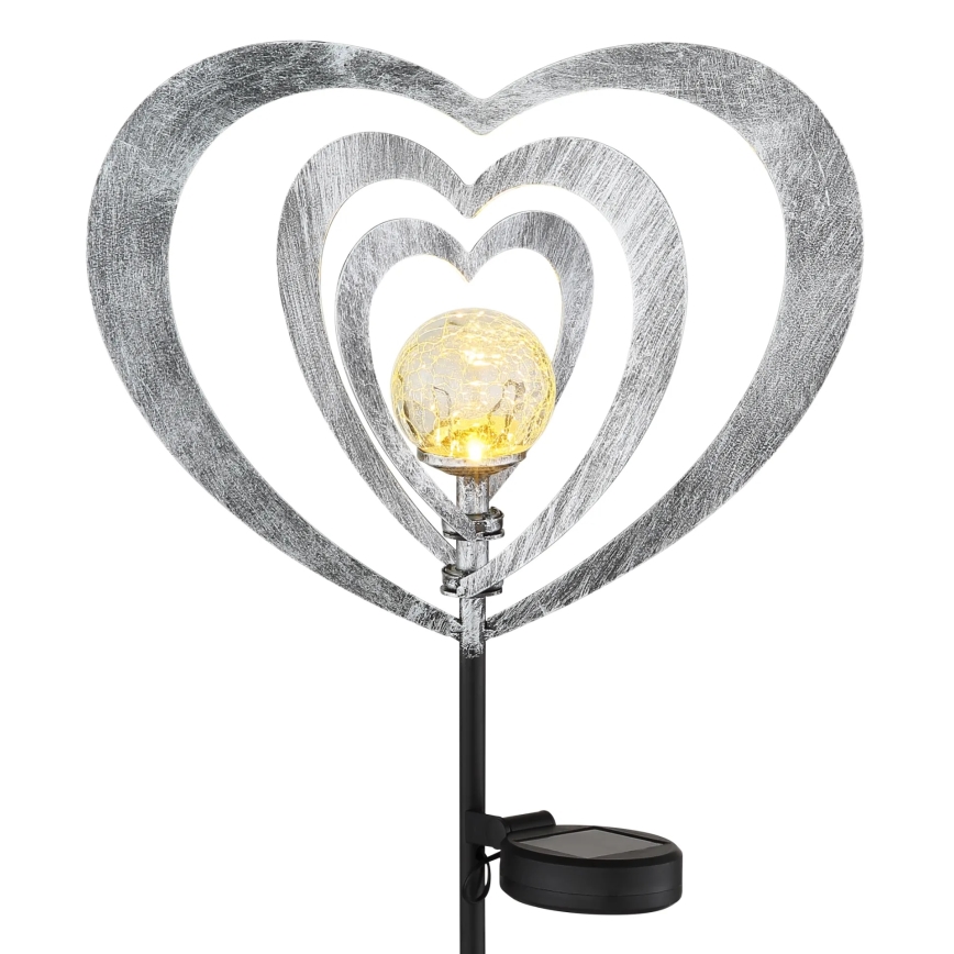 Globo - LED Solární svítidlo LED/3V IP44 300 mAh stříbrné srdce