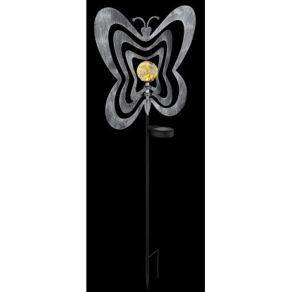 Globo - LED Solární svítidlo LED/3V IP44 300 mAh stříbrný motýl