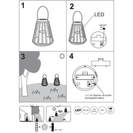 Globo - LED Solární svítidlo LED/0,06W/3V 3200K IP44