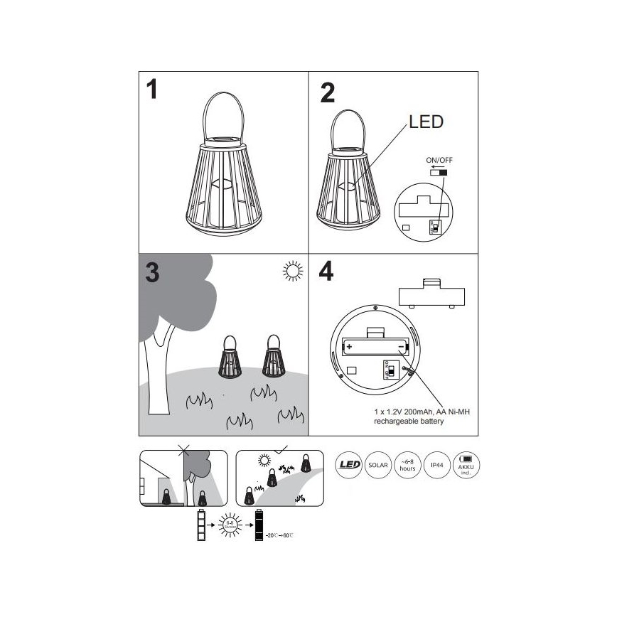 Globo - LED Solární svítidlo LED/0,06W/3V 3200K IP44