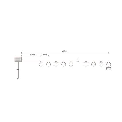 Globo - LED Solární řetěz 20xLED/0,06W/3,2V 285 cm IP44 600 mAh
