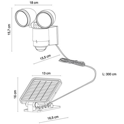 Globo 3715S - Solární senzorový reflektor SOLAR 4xLED/0,5W/3V IP44