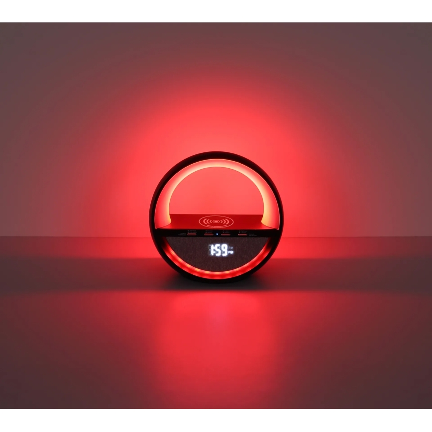 Globo - LED RGB Dotyková nabíjecí stolní lampa s reproduktorem a bezdrátovým nabíjením QI LED/3,5W/5V 1800 mAh