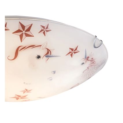 Globo - Dětské stropní svítidlo 2xE27ILLU/60W/230V pr. 40 cm jednorožec