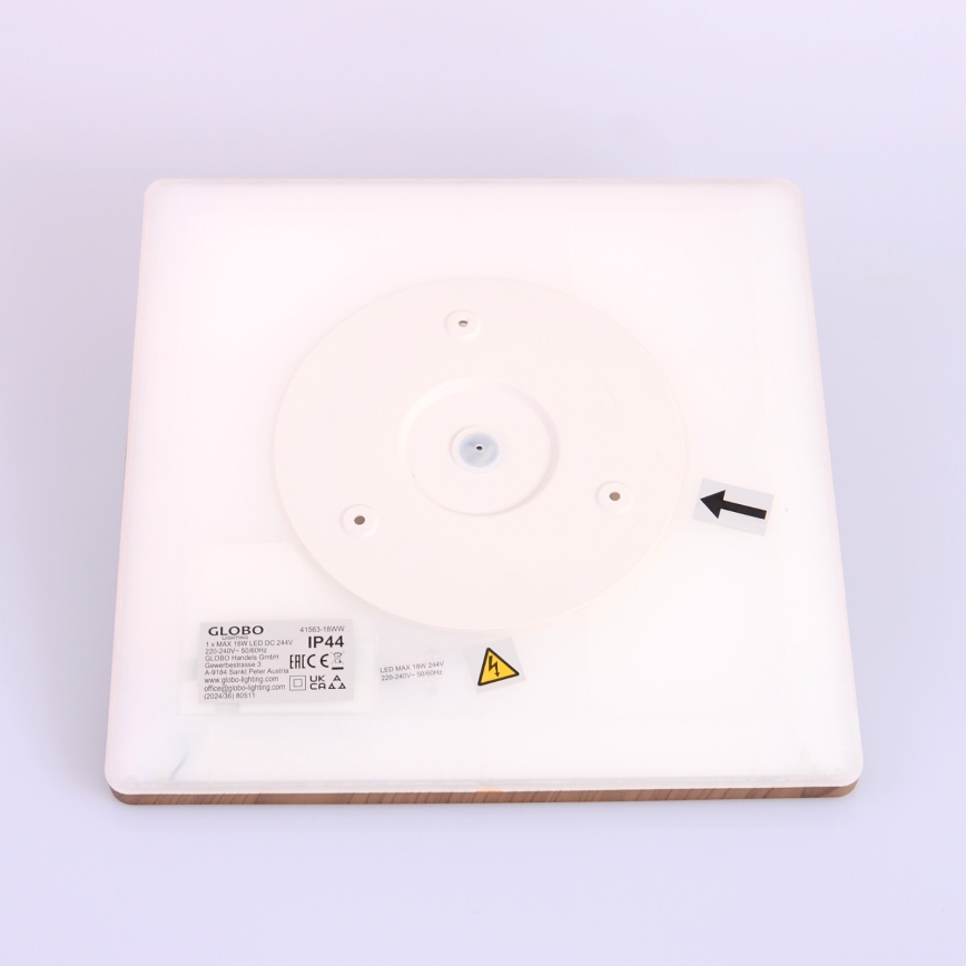 Globo - LED Stmívatelné koupelnové stropní svítidlo LED/18W/230V 29,4x29,4 cm IP44 hnědá