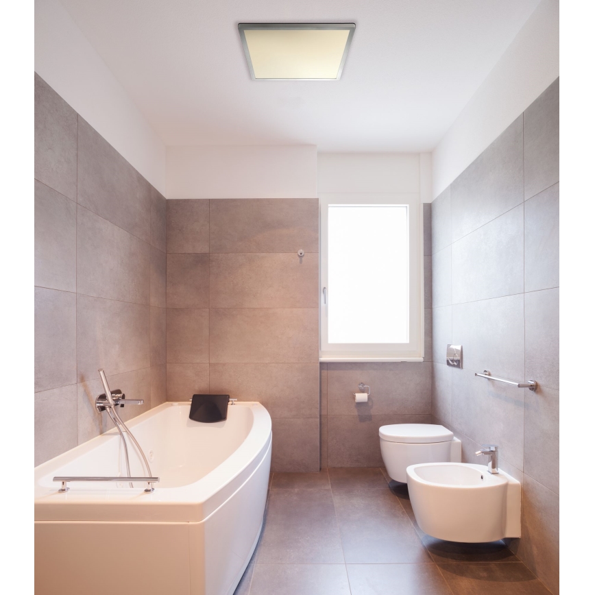 Globo - LED Stmívatelné koupelnové stropní svítidlo LED/24W/230V 42x42 cm IP44 matný chrom