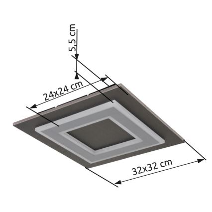 Globo - LED Stropní svítidlo LED/24W/230V 3000K 32x32 cm antracit