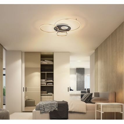 Globo - LED Stmívatelné stropní svítidlo LED/54W/230V 2700-6500K 90x70 cm antracit/zlatá + dálkové ovládání