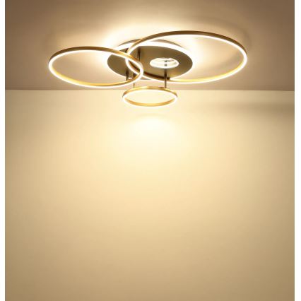Globo - LED Stmívatelné stropní svítidlo LED/54W/230V 2700-6500K 90x70 cm antracit/zlatá + dálkové ovládání