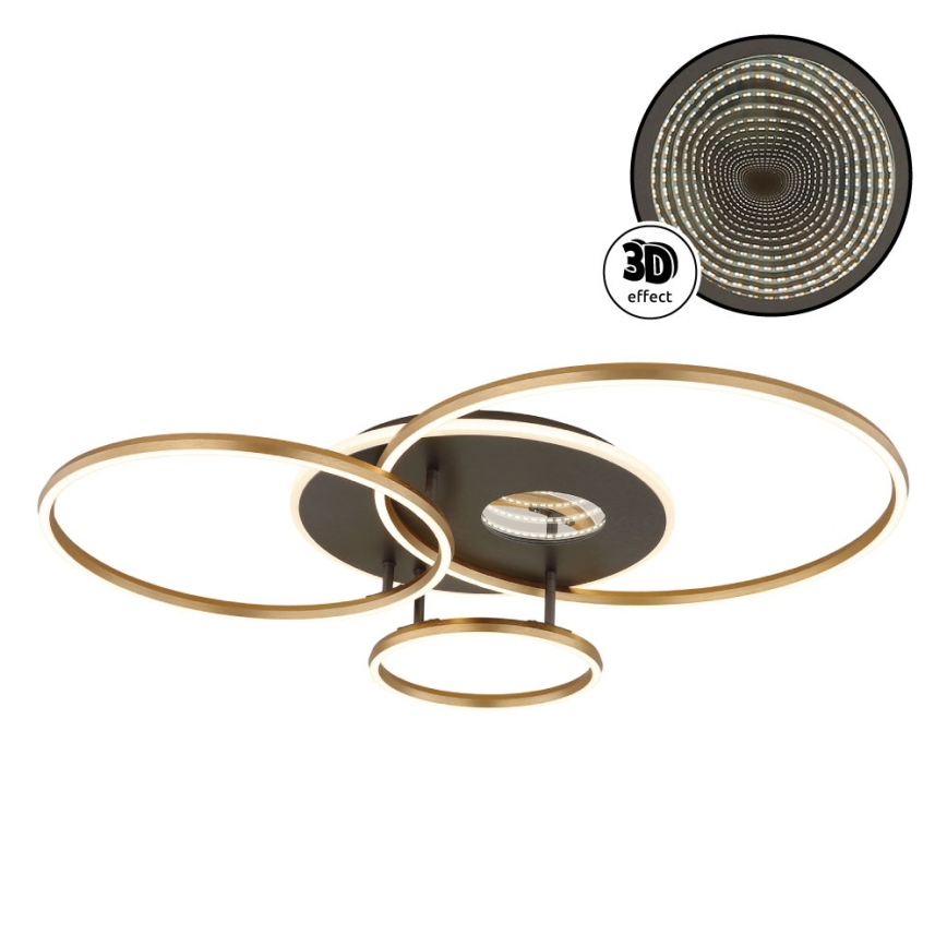 Globo - LED Stmívatelné stropní svítidlo LED/54W/230V 2700-6500K 90x70 cm antracit/zlatá + dálkové ovládání