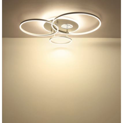 Globo - LED Stmívatelné stropní svítidlo LED/54W/230V 2700-6500K 90x70 cm stříbrná + dálkové ovládání