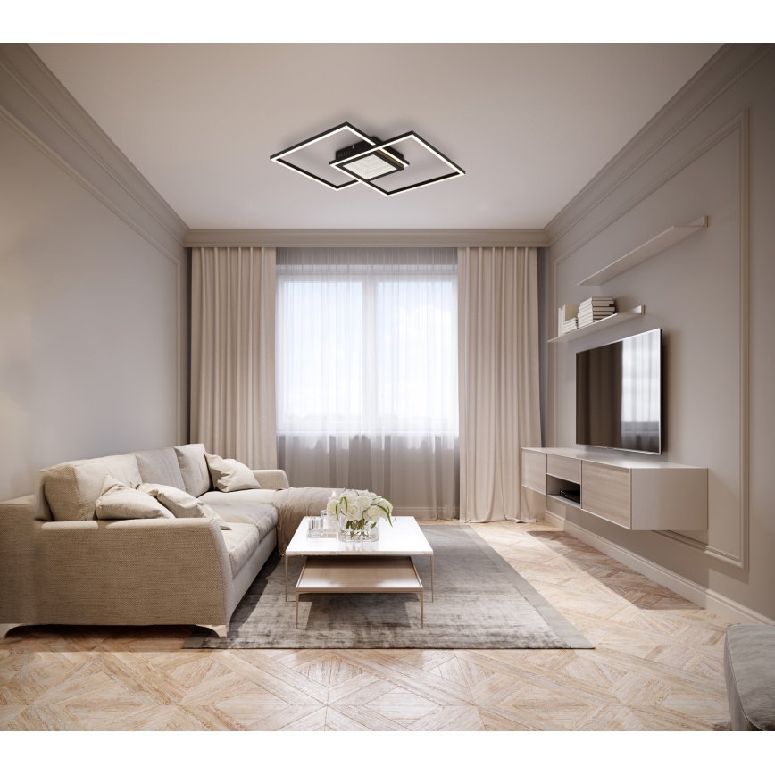 Globo - LED Stmívatelné stropní svítidlo LED/32W/230V 2700-6500K 42,6x42,6 cm černá + dálkové ovládání