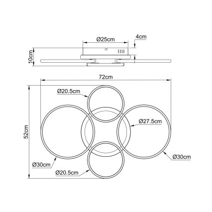 Globo - LED Stropní svítidlo LED/40W/230V 4000K 72x52 cm černá