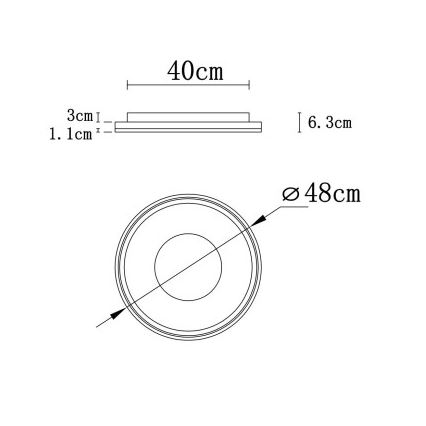 Globo - LED Stmívatelné stropní svítidlo LED/48W/230V 2700-6000K pr. 48 cm + dálkové ovládání