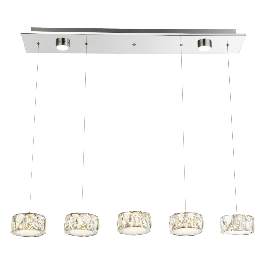 Globo - LED Lustr na lanku LED/52W/230V 4000K lesklý chrom/čirá