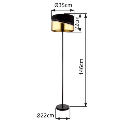 Globo - Stojací lampa 1xE27/60W/230V pr. 35 cm černá/zlatá