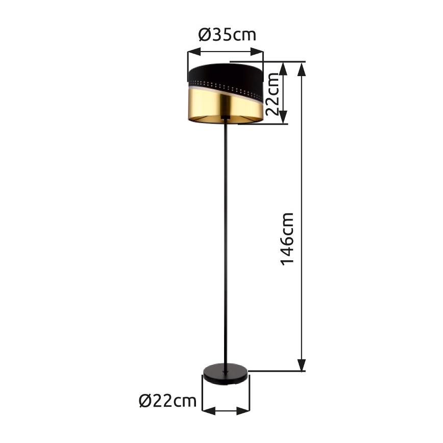 Globo - Stojací lampa 1xE27/60W/230V pr. 35 cm černá/zlatá