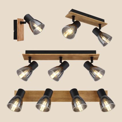 Globo - Nástěnné bodové svítidlo 2xE14/40W/230V černá/dřevo