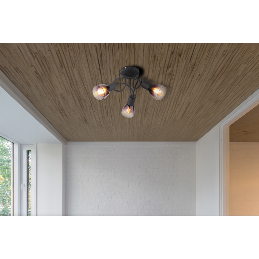 Globo - Přisazený lustr 3xE14/25W/230V černá