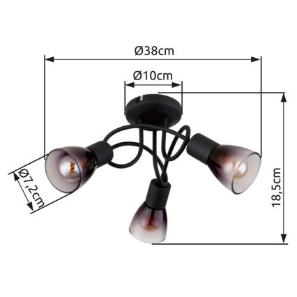 Globo - Přisazený lustr 3xE14/25W/230V černá