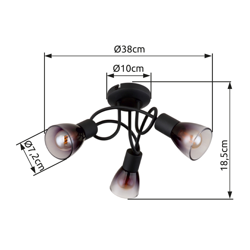 Globo - Přisazený lustr 3xE14/25W/230V černá