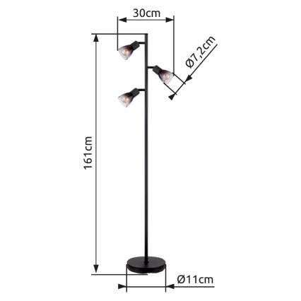 Globo - Stojací lampa 3xE14/25W/230V černá