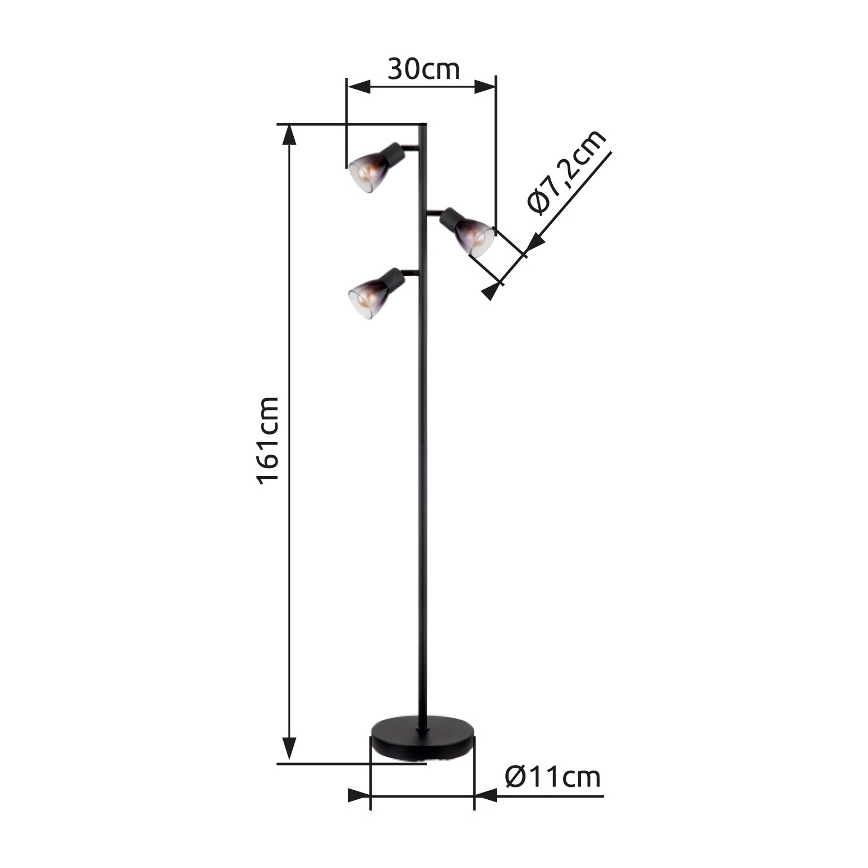 Globo - Stojací lampa 3xE14/25W/230V černá