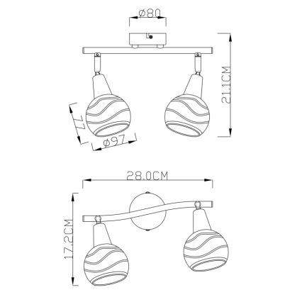 Globo - LED Bodové svítidlo 2xE14/4W/230V