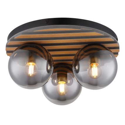 Globo - Stropní svítidlo 3xE27/40W/230V pr. 39 cm hnědá/kouřová