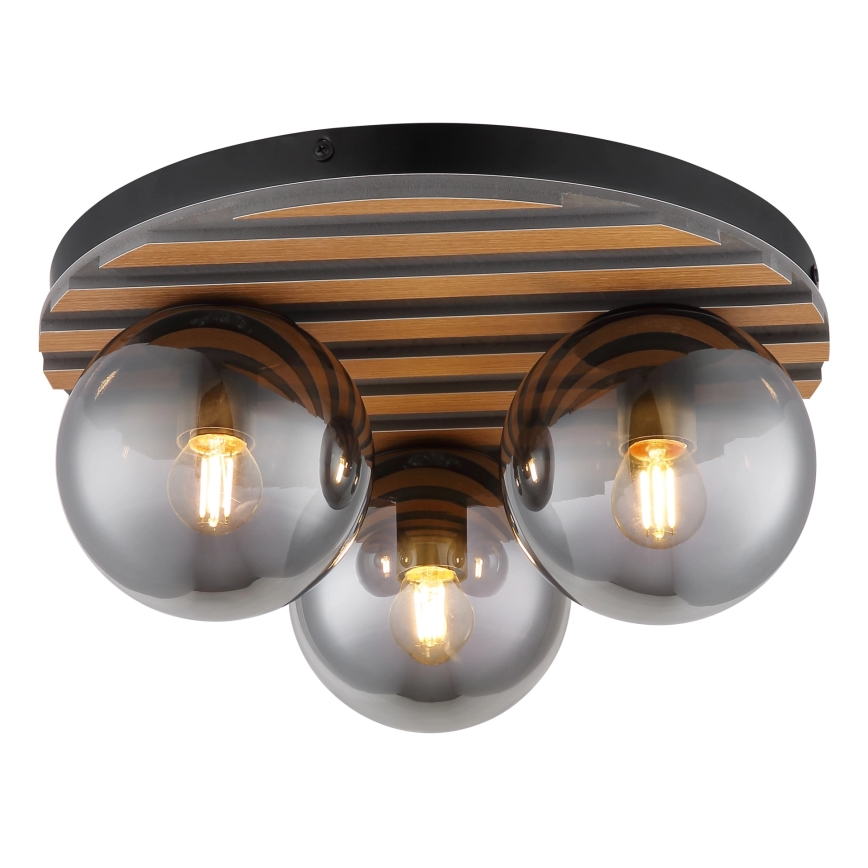Globo - Stropní svítidlo 3xE27/40W/230V pr. 39 cm hnědá/kouřová