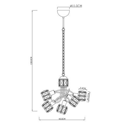 Globo - LED Lustr na řetězu 5xE14/40W/230V + LED/5W